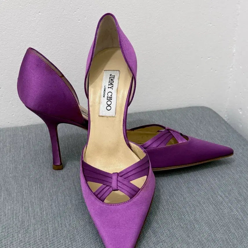 [BUNJANG] Jimmy Choo Purple Satin Pumps 6.5cm Heel / 정품 지미추 보라색 새틴 펌프스 힐 6.5cm