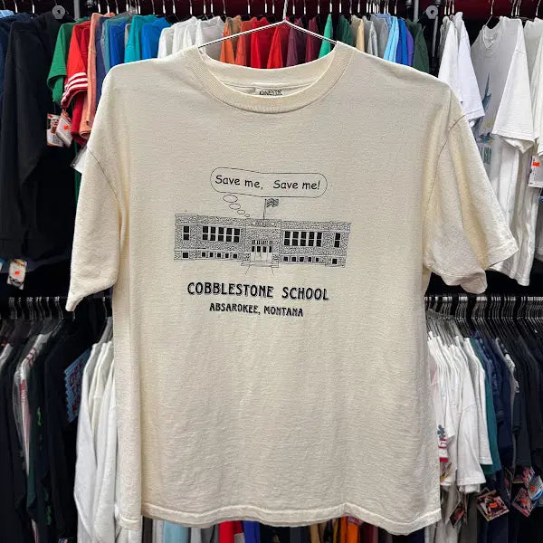 [BUNJANG] 1990s Vintage Cobble Stone School Save Me Single Stitch T-Shirt XL / 1990년대 빈티지 싱글 스티치 Cobble Stone School Save Me 티셔츠