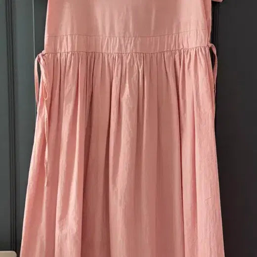 [BUNJANG] Pink Ribbon Puff Sleeve Dress / 핑크 리본 퍼프원피스