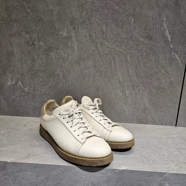[BUNJANG] Brunello Cucinelli Embroidered Logo Leather Sneakers / 브루넬로 쿠치넬리 자수로고 레더 스니커즈