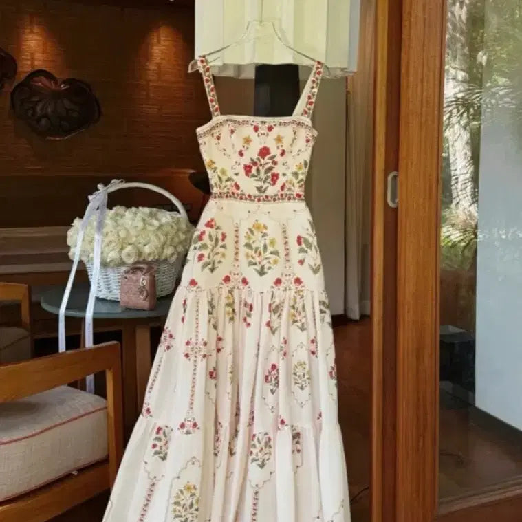 [BUNJANG] French Mood Flower Resort Long Dress / 해외수입) 프렌치 무드 플라워 리조트 롱 드레스