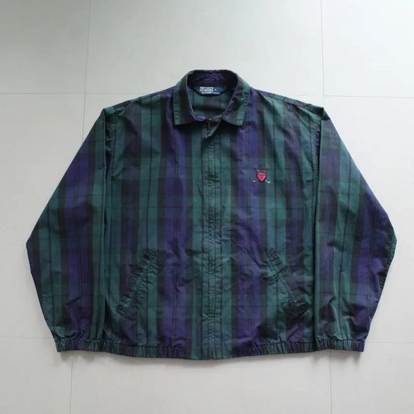 [BUNJANG] Vintage Polo Ralph Lauren Crest Harrington Jacket M / [희귀] 90s 올드폴로 골프 크레스트 블랙와치 해링턴 M