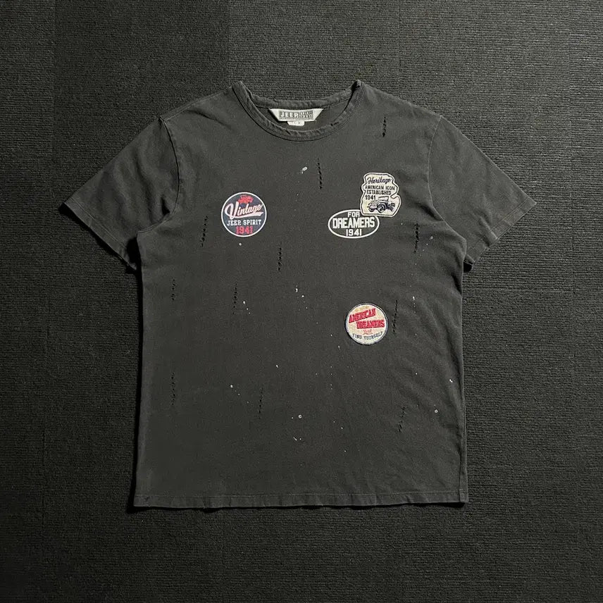 [BUNJANG] Jeep Vintage Patch Black T-Shirt / Jeep 빈티지 패치 블랙 반팔티셔츠