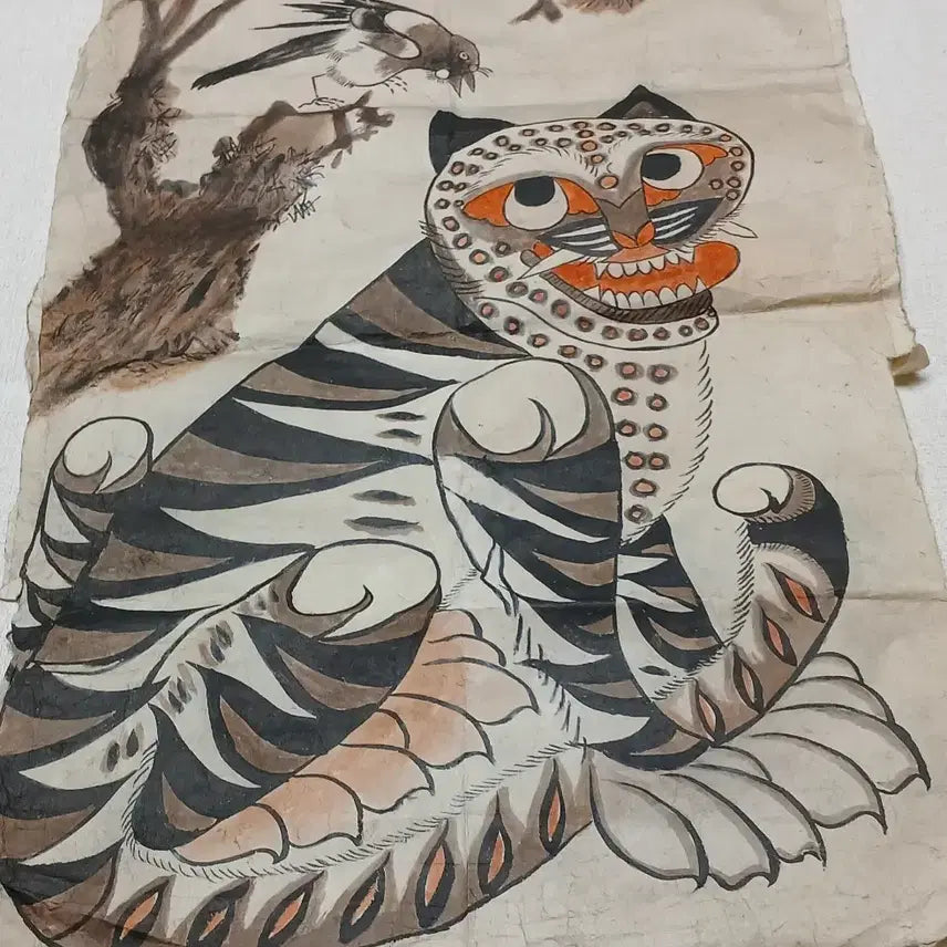 [BUNJANG] Joseon Dynasty Folk Painting - Magpie and Tiger / 조선후기~근대추정 민화까치호랑이