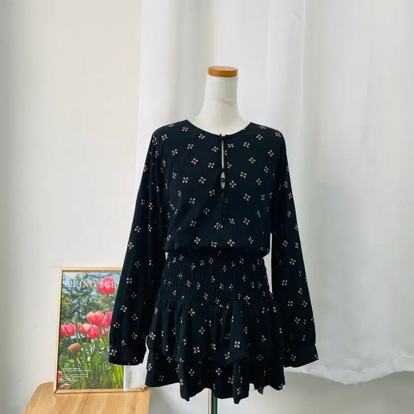 [BUNJANG] Maje 2 Small Button Blouse Mini Pleated Dress / 마쥬maje 콩단추 블라우스겸 미니 주름 원피스 2