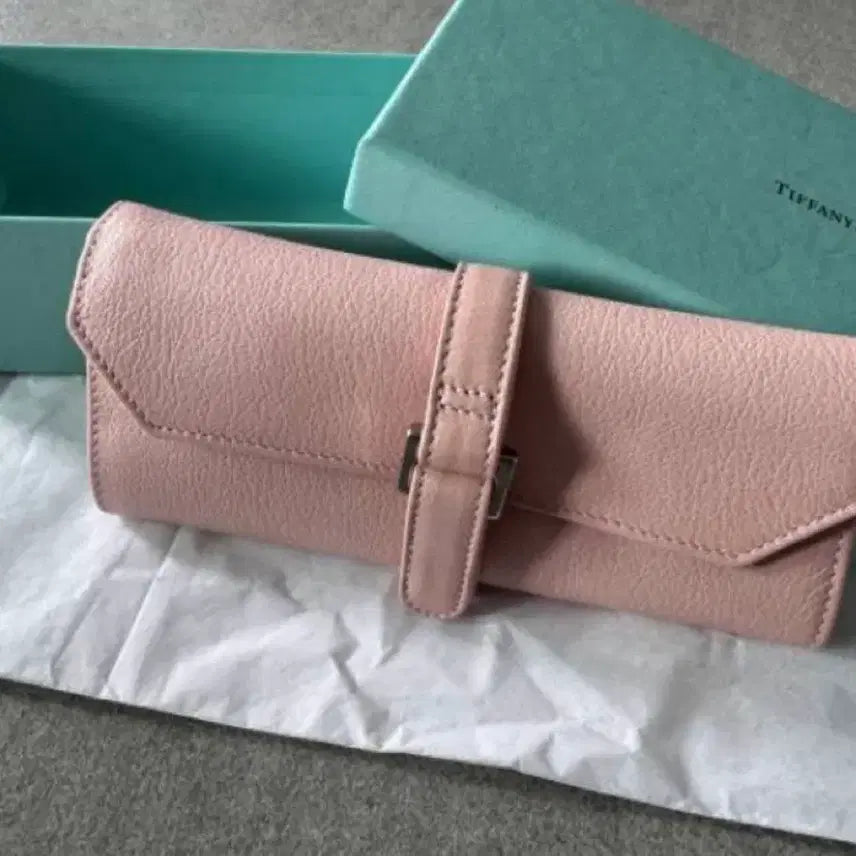 [BUNJANG] Tiffany & Co. Pink Leather Travel Case Pouch / 티파니앤코 핑크색 파우치