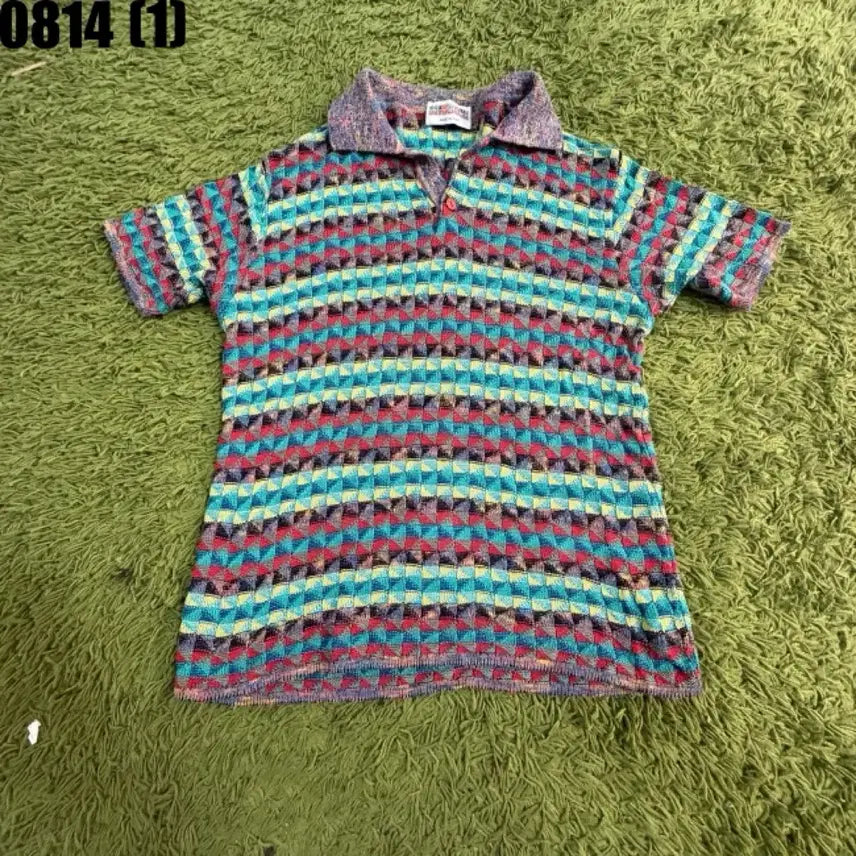 [BUNJANG] Patterned Short-Sleeve Polo Shirt / 패턴 반팔 카라티