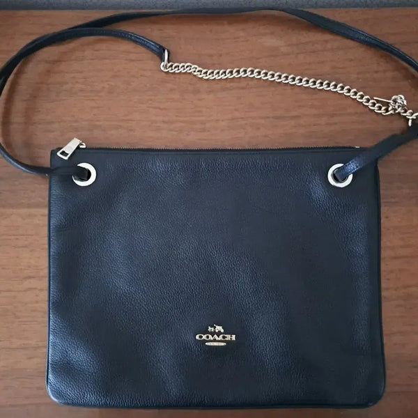 [BUNJANG] Coach Black Leather Crossbody Bag / 코치 크로스백 블랙
