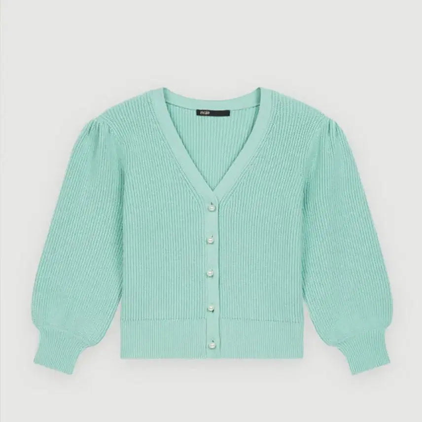 [BUNJANG] Maje V-neck Puff Sleeve Cardigan Size 1 / 마쥬 maje 브이닉 퍼프 가디건 1사이즈