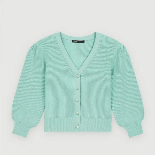 [BUNJANG] Maje V-neck Puff Sleeve Cardigan Size 1 / 마쥬 maje 브이닉 퍼프 가디건 1사이즈
