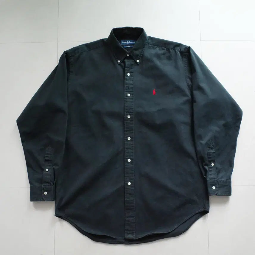 [BUNJANG] 90s Polo Ralph Lauren Blake Heavy Cotton Shirt Black (M) / 90s 폴로 랄프로렌 블레이크 해비 코튼 셔츠 블랙 (M)