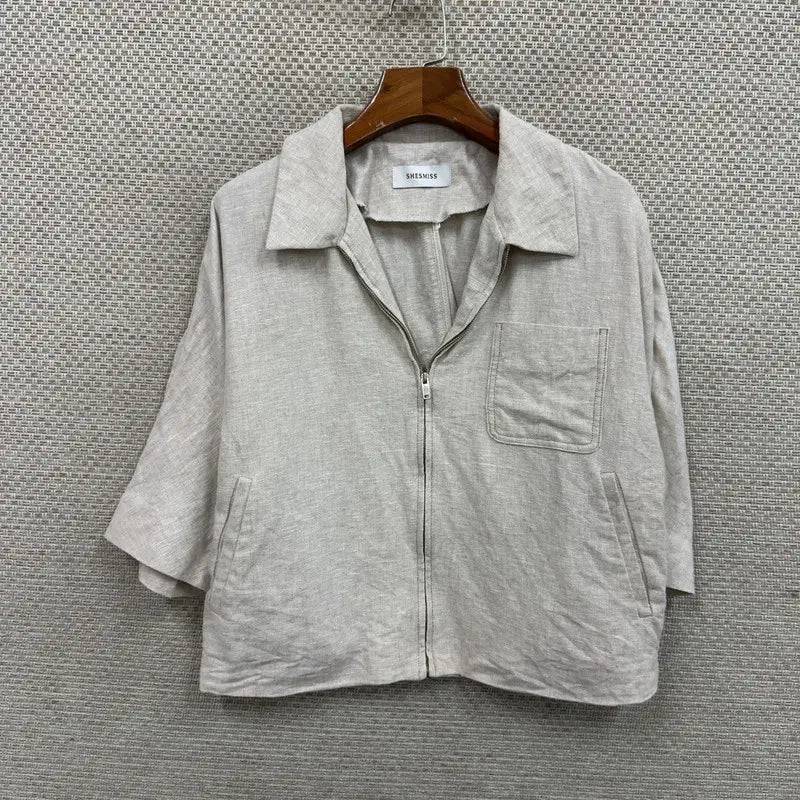 [BUNJANG] She's Miss Linen Short-Sleeve Jacket 66 / 쉬즈미스 린넨 반팔 자켓 66 H02067
