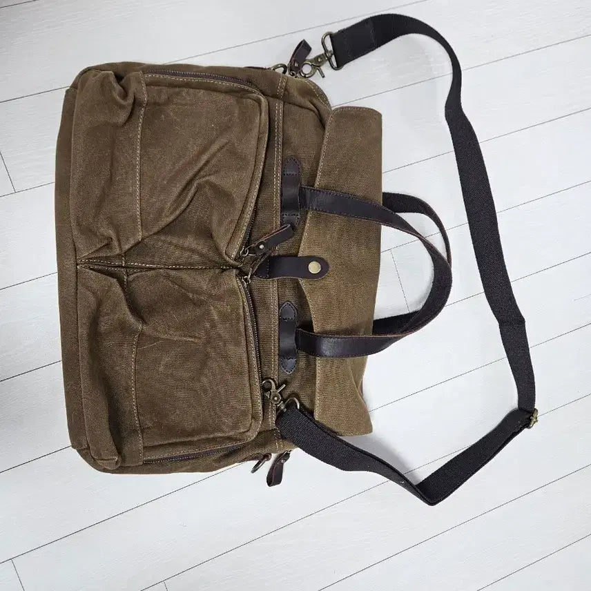 [BUNJANG] Vintage Waxed Canvas Briefcase Messenger Bag / 미국 빈티지 왁스드 캔버스 브리프케이스 / 15인치 노트북 크로스백