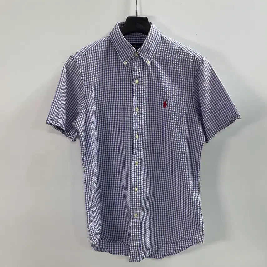 [BUNJANG] Polo Ralph Lauren Seersucker Gingham Check Short Sleeve Shirt / 폴로 랄프로렌 시어서커 깅엄체크 반팔 셔츠(on.1864)