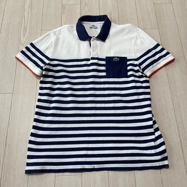 [BUNJANG] Lacoste Striped Short Sleeve Polo Shirt Size 100 / 라코스테 스트라이프 반팔 카라티 100