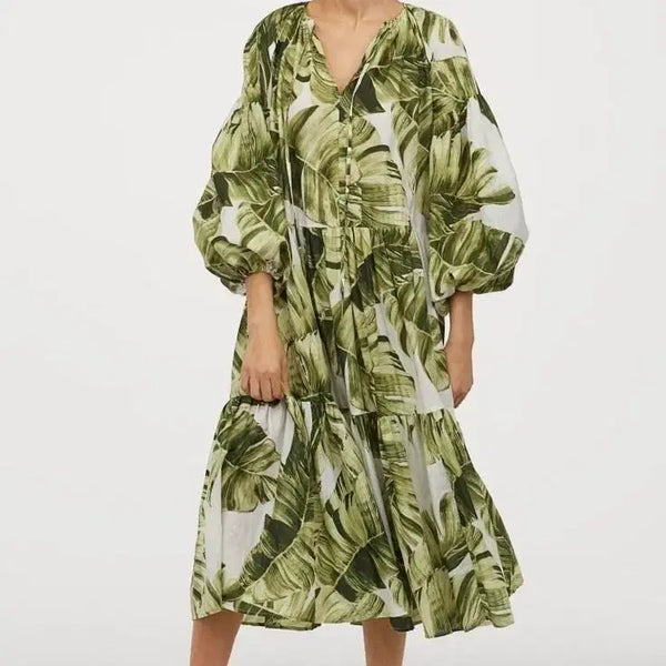 [BUNJANG] H&M Balloon Sleeve Printed Dress / H&M 벌룬 소매 프린트 원피스
