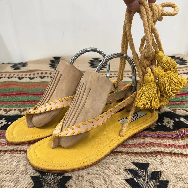 [BUNJANG] ZARA Tassel Flat Sandals (235) / 자라 ZARA 태슬 플랫 샌들 235 X03128