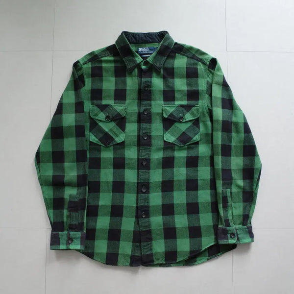 [BUNJANG] Polo Ralph Lauren Green Buffalo Check Flannel Shirt L / 03/FW 폴로 랄프로렌 그린 버팔로체크 헌팅 플란넬 셔츠 L