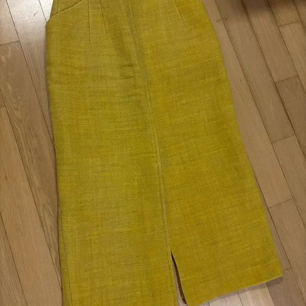 [BUNJANG] Hansem LANVIN Wool Slit Skirt Yellow / 한섬 랑방 울 슬릿 스커트 옐로우