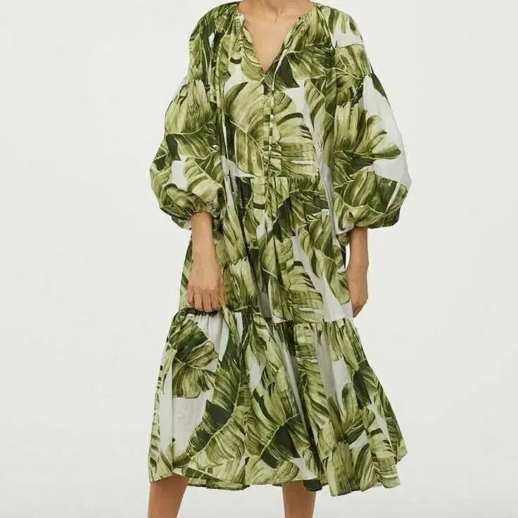 [BUNJANG] H&M Balloon Sleeve Print Dress / H&M 벌룬소매 프린트 원피스
