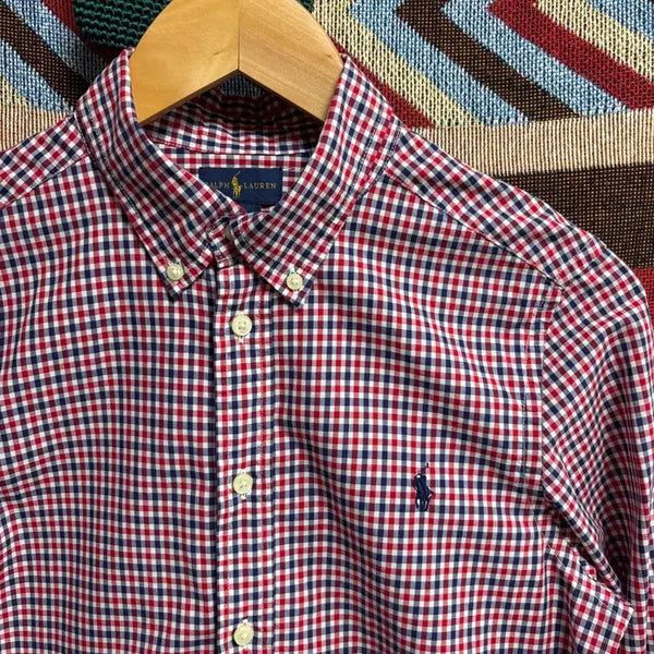 [BUNJANG] Polo Ralph Lauren Boys L Gingham Check Poplin Shirt (Women's S) / 여S) 폴로 랄프로렌 포플린 깅엄 체크 셔츠