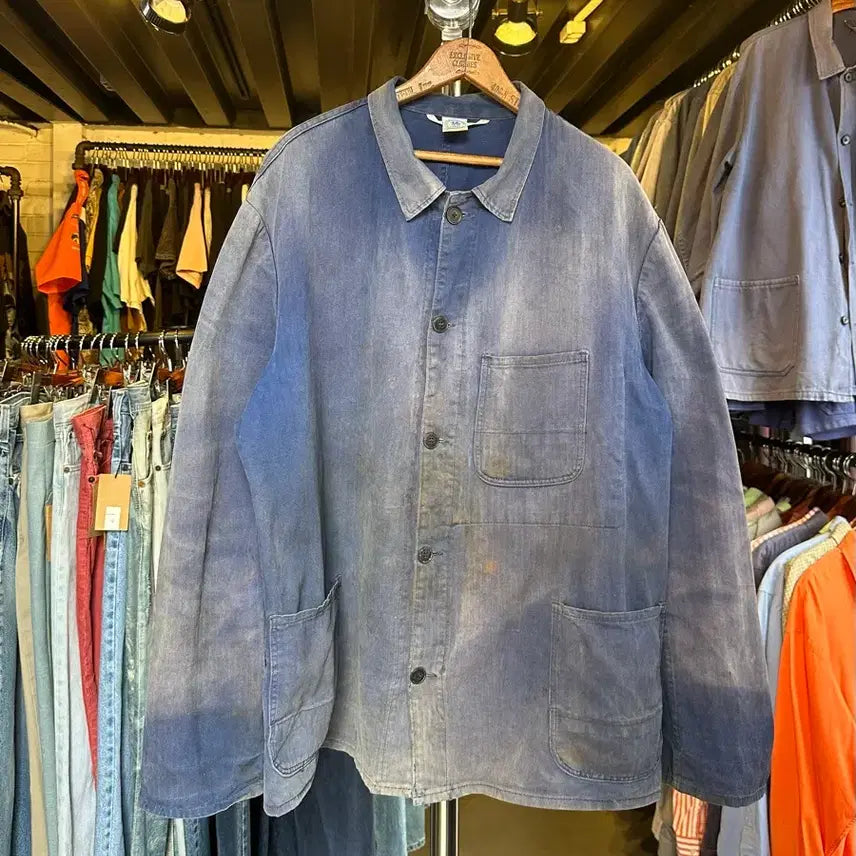 [BUNJANG] French Workwear HBT Dirty Fade Work Jacket / [105-110]프렌치워크웨어 HBT 더티 페이드 프렌치 워크자켓