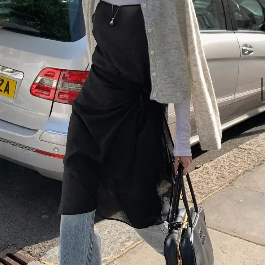 [BUNJANG] Creme Lb Layered Dress (Black) / 크램므 엘브 레이어드 원피스(블랙)
