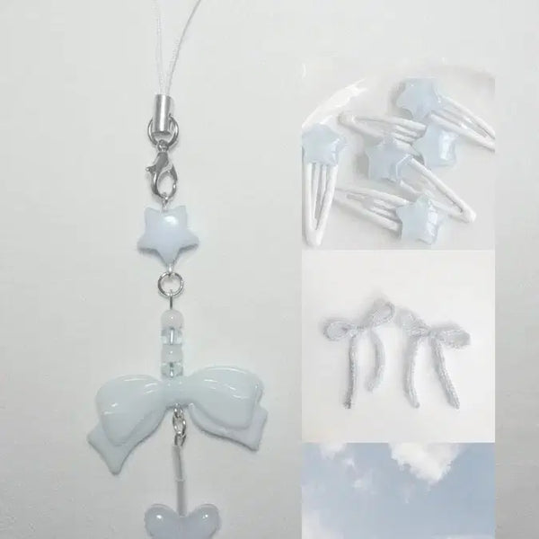 [BUNJANG] Light Blue Beaded Keychain / 연하늘 비즈 키링