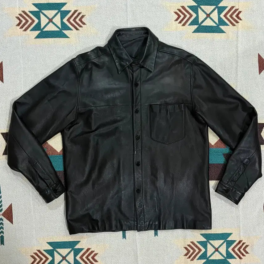 [BUNJANG] Vintage Genuine Sheep Leather One Pocket Shirt / 빈티지 원포켓 양가죽 레더셔츠