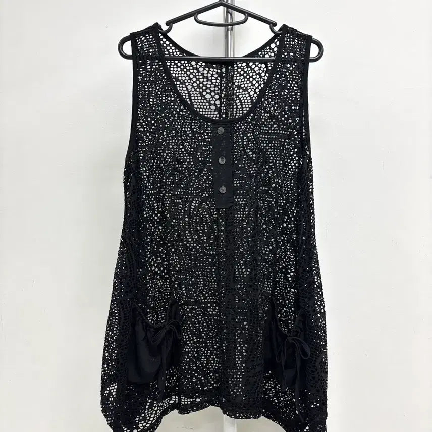 [BUNJANG] Japanese Vintage Black Crochet Sleeveless Dress / 일본빈티지 블랙 크로셰 슬리브리스 레이어드 이너 원피스