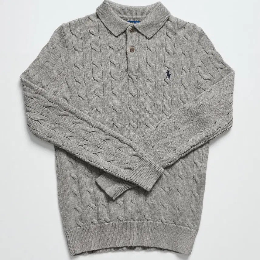 [BUNJANG] Polo Ralph Lauren Cotton Cable Collar Knit Sweater L / [정품 거의 새상품, L] 폴로 랄프로렌 코튼 케이블 카라 니트 스웨터