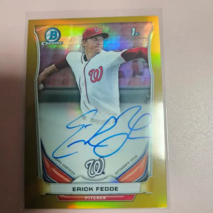[BUNJANG] Eric Peddy 2014 Topps Chrome Gold Refractor Autograph Card (Limited Edition 50) / NC용병)에릭 페디 50장 한정 2014 탑스크롬 골드 리플렉터 오토 카드