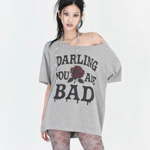 [BUNJANG] Darling Your Bae Melting Rose Tee Grey / 달링유어배드 MELTING ROSE TEE #GREY
