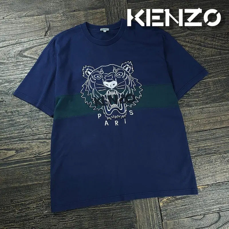 [BUNJANG] Kenzo Big Logo Embroidered T-Shirt Navy / 겐조 빅로고 자수 반팔티 네이비 P02052