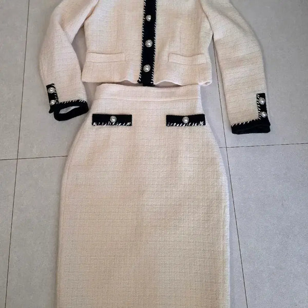 [BUNJANG] Obzee Tweed Jacket & Skirt Set / 한섬의류 오브제 트위드 자켓.스커트 셋업