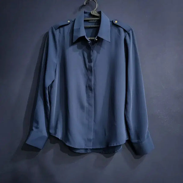 [BUNJANG] Classic Collar Shoulder Tab Long Sleeve Shirt Blouse / 숄더탭(견장)클래식 카라 긴팔 셔츠/블라우스