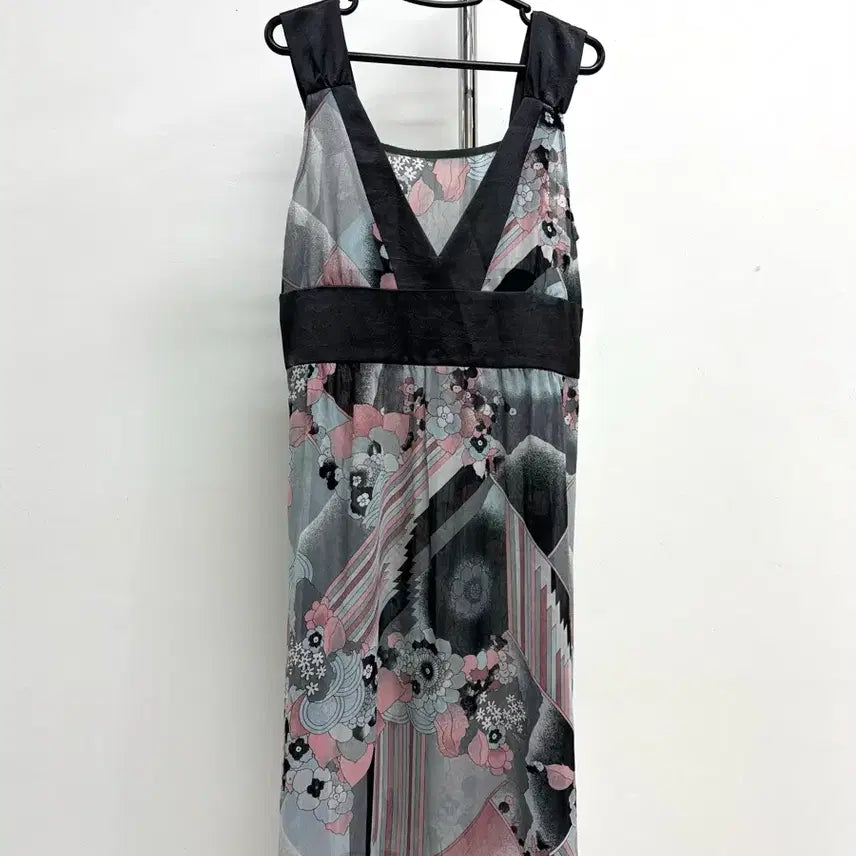 [BUNJANG] Nyc Oriental Sleeveless Dress - Pastel Pattern / 일본빈티지 오리엔탈 그레이 슬리브리스 원피스