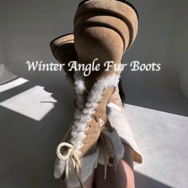 [BUNJANG] Lulu Seoul Winter Angel Fur Boots Beige / 루루서울 윈터 엔젤 퍼부츠 베이지