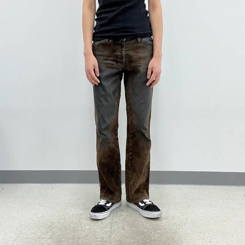 [BUNJANG] Boycott Brown Wax Coated Washing Denim Pants / 보이콧 브라운 왁스 코팅 워싱 데님 팬츠