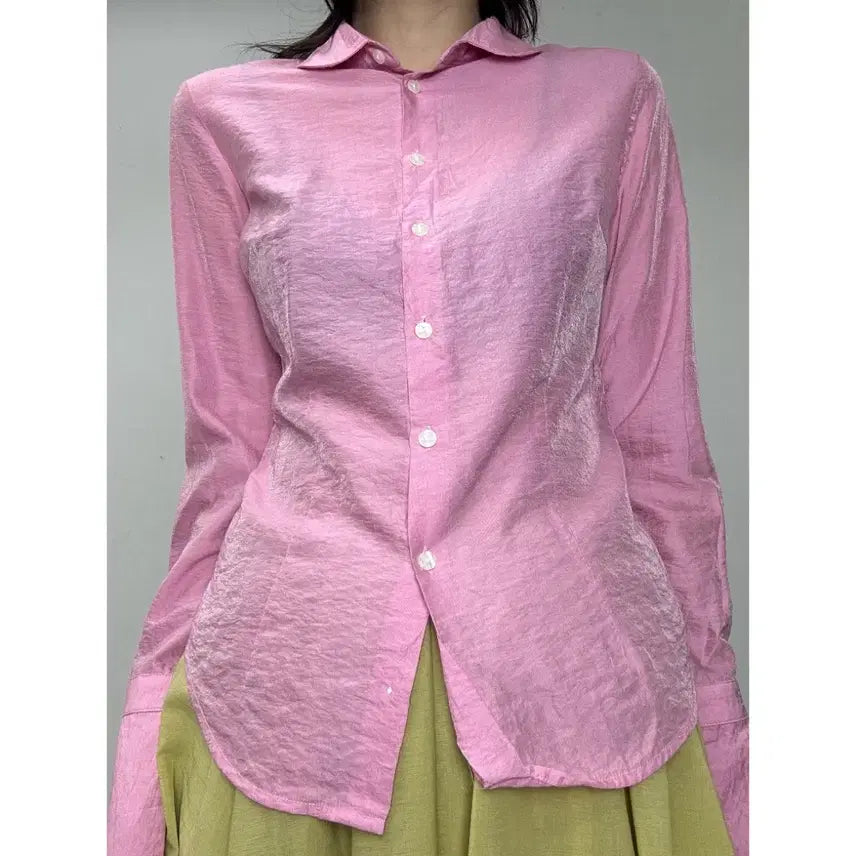 [BUNJANG] Tristan&Iseut Pink Polyester Slim Fit Shirt / 일본빈티지 핑크 셔츠