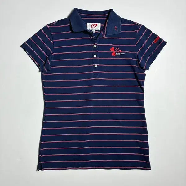 [BUNJANG] Master Bunny Edition Embroidered Logo Stripe Golf Short-Sleeve Polo T-Shirt / 마스터바니에디션 자수 로고 스트라이프 골프 반팔 카라 티셔츠 ON1009