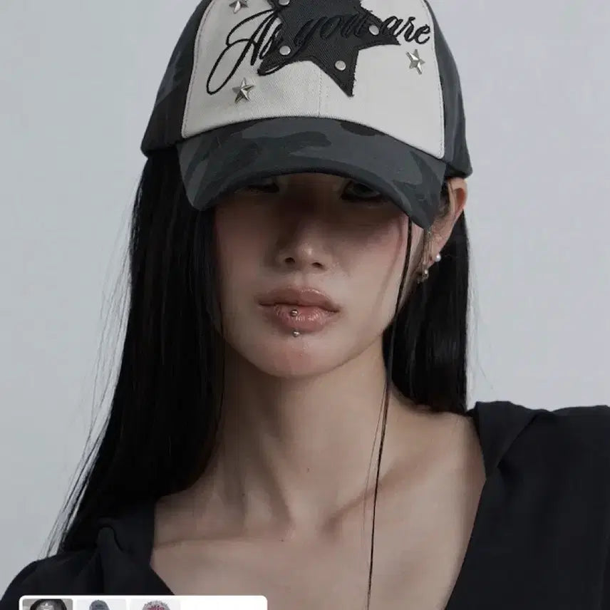 [BUNJANG] As You Are Lettering Stud Ball Cap Camo / 애즈유아 스타 레터링 스터드 볼 캡 카모