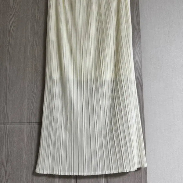 [BUNJANG] Vanilla Cream Pleated Long Skirt / 플리츠 바닐라크림 롱 스커트