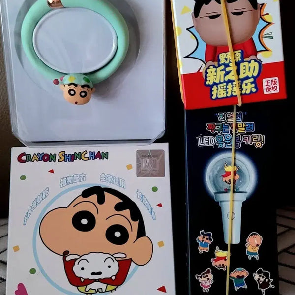 [BUNJANG] Crayon Shin-chan LED Lightstick Keyring, Mosquito Repellent Bracelet & Wobble Figure Set / 짱구는 못말려 LED 응원봉 키링 & 모기퇴치 팔찌 & 짱구 흔들이 피규어 (새상품)
