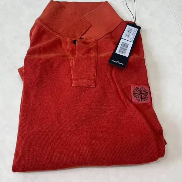 [BUNJANG] Stone Island Logo Short Sleeve Polo Shirt M Orange / 스톤아일랜드 로고 반팔 pk티
