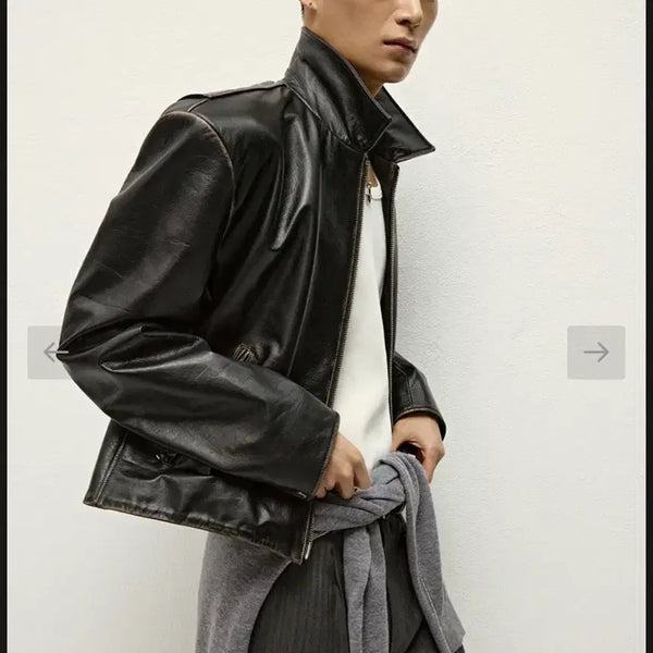 [BUNJANG] Savage Distressed Leather Jacket L / 세비지 / 디스트로이드 레더 자켓 / L