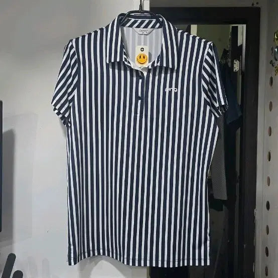 [BUNJANG] PING Women's Striped Short Sleeve Polo Shirt / 070) PING 여성 스트라이프 반팔 카라티 95사이즈