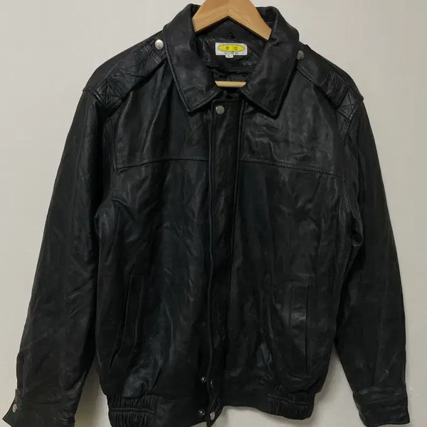 [BUNJANG] Black Old School Loose Fit Genuine Lambskin Leather Jacket / 100-105 블랙 올드스쿨 레더 양가죽 루즈핏 자켓 정품