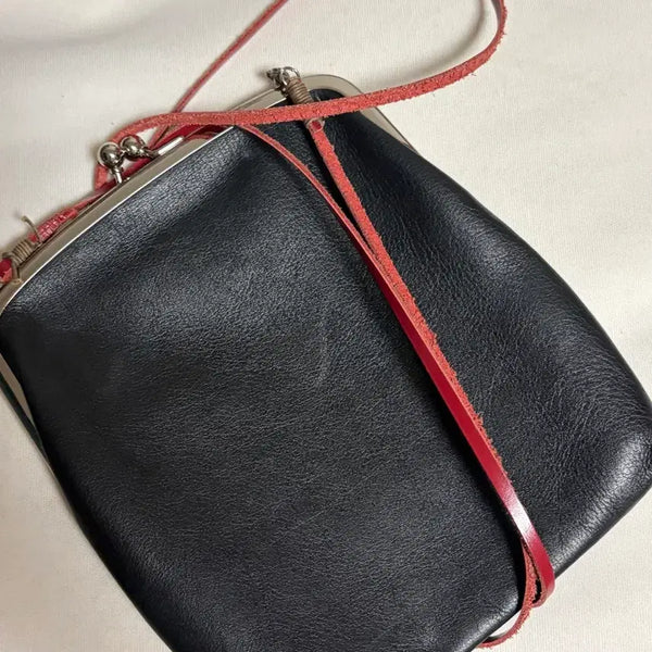 [BUNJANG] SOU.SOU Leather Gamaguchi Bag Black / 소우소우 가죽 가마구치백