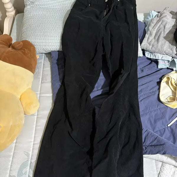 [BUNJANG] Black Corduroy Wide Pants / 블랙 코듀로이 와이드 팬츠